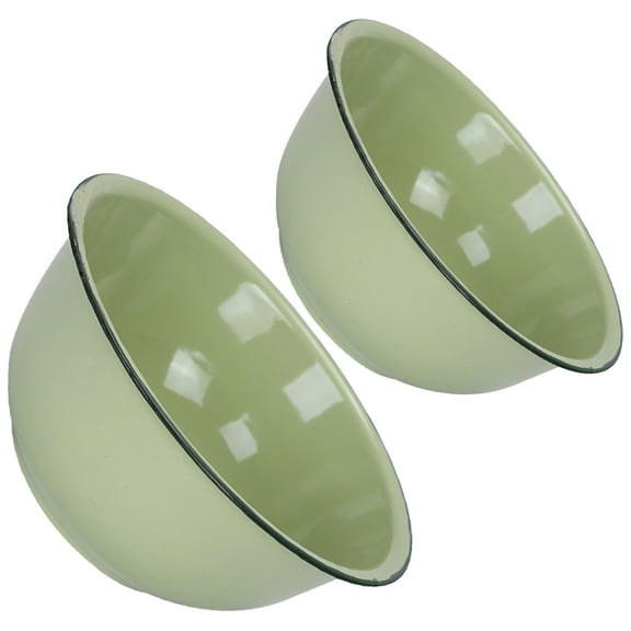 PAMINGONO Vintage Kitchen Bowl Enamel Green 2Pcs Kitchenware