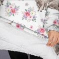 thumbnail image 3 of Oversized Wearable Blanket Hoodie,White Highland Cow Flower Pattern Sherpa Blanket Hoodie with Super Pockets,Super Warm Fuzzy Pullover for Women & Men, 3 of 6