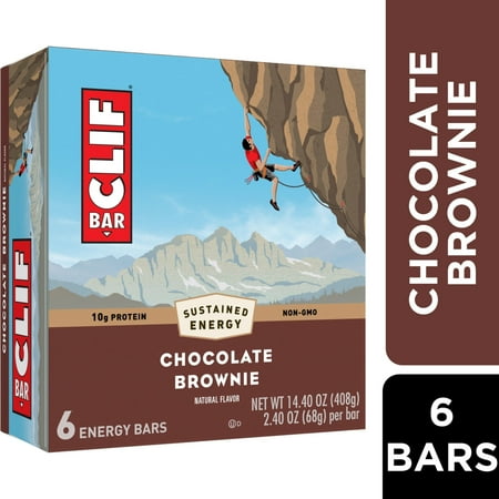 CLIF BAR Chocolate Brownie Flavor Energy Bars, Plant Based Protein Bars, 6ct
