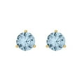 thumbnail image 3 of 1.5 Ct Round Cut Studs Blue Natural Aquamarine 14K Yellow Solid Solid Gold Everyday Dainty Earrings Screw Back, 3 of 7