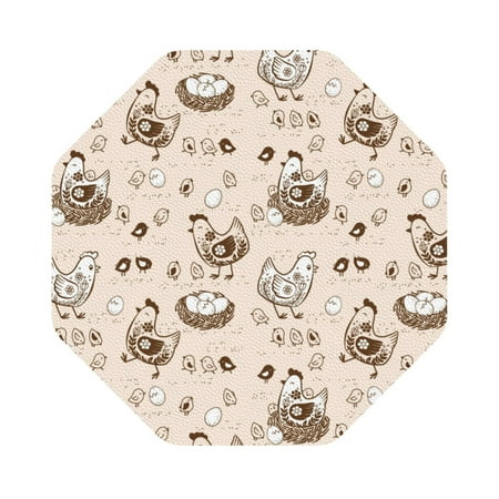 

Matuu Chicken With Floral for Cup Coasters Set of 6 Leather Coasters Desk Coasters for Office Measures 4” x 4” Octagon