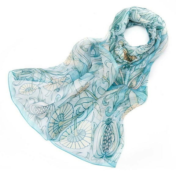 SC-SILK-WM-POME | 100% PURE SILK SCARF WILLIAM MORRIS POMEGRANATE  LILY