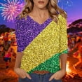 thumbnail image 2 of Mujeres Tres Cuartos de Manga Tops Navidad Impreso Suelto Casual V Cuello Camiseta Suéter Top para la Fiesta Casual, 2 of 5