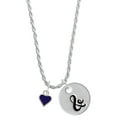 thumbnail image 1 of Delight Jewelry Silvertone Mini Two Sided Purple Heart Silvertone Script Initial Disc - & - Charm Necklace, 20"+3", 1 of 4