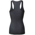 thumbnail image 3 of Women & Plus Solid Ribbed Knit Stretch Workout Racerback Tank Top (4PK: BLACK/CHARCOAL/H GREY/WHITE, Small), 3 of 4