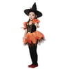 Girls Sassy Orange Witch Costume Set with Dress and Hat, M
