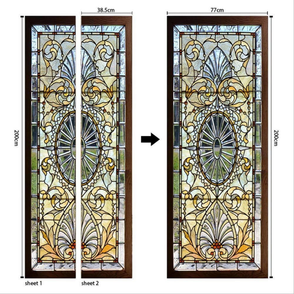 Window Film Stained Glass Self Adhesive Sticker Privacy Frosted Door Decor USA 