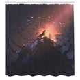 thumbnail image 3 of Ambesonne Fantasy Shower Curtain, Howling Wolf on Rock, 69"Wx84"L, Multicolor, 3 of 5