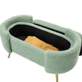 thumbnail image 4 of Storage Ottoman Bench,Upholstered Ottoman Bench End of Bed Bench with Gold Metal Legs,Long Sofa Bench Large Storage Footstool Entryway Bench,Tufted Table Dining Stool for Living Room Bedroom,Sage, 4 of 7