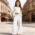 thumbnail image 2 of mgoYE Girls Track Pants Baggy Sweatpants for Teen Girls Wide Leg Oversized Elastic Waist Sweat Pants Casual Trousers with Pockets(White,11-12 Years), 2 of 4