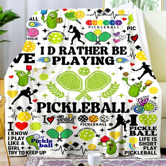 Pickleball Blanket Gifts for Girls Women Pickleball Accessories Blankets and Throws Plush Flannel Bedding Stuff Gifts for Women Kids Boys Teens Adults Birthday Party Decorations Room Decor