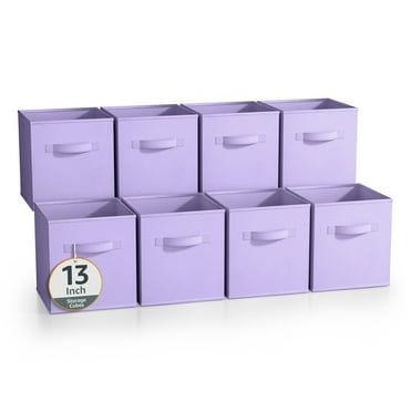 Sorbus 13 Inch Collapsible Fabric Storage Cubes, 8 Foldable Baskets for Organizing for Closet, Shelves, Clothes, Toys, Books, Pastel Purple