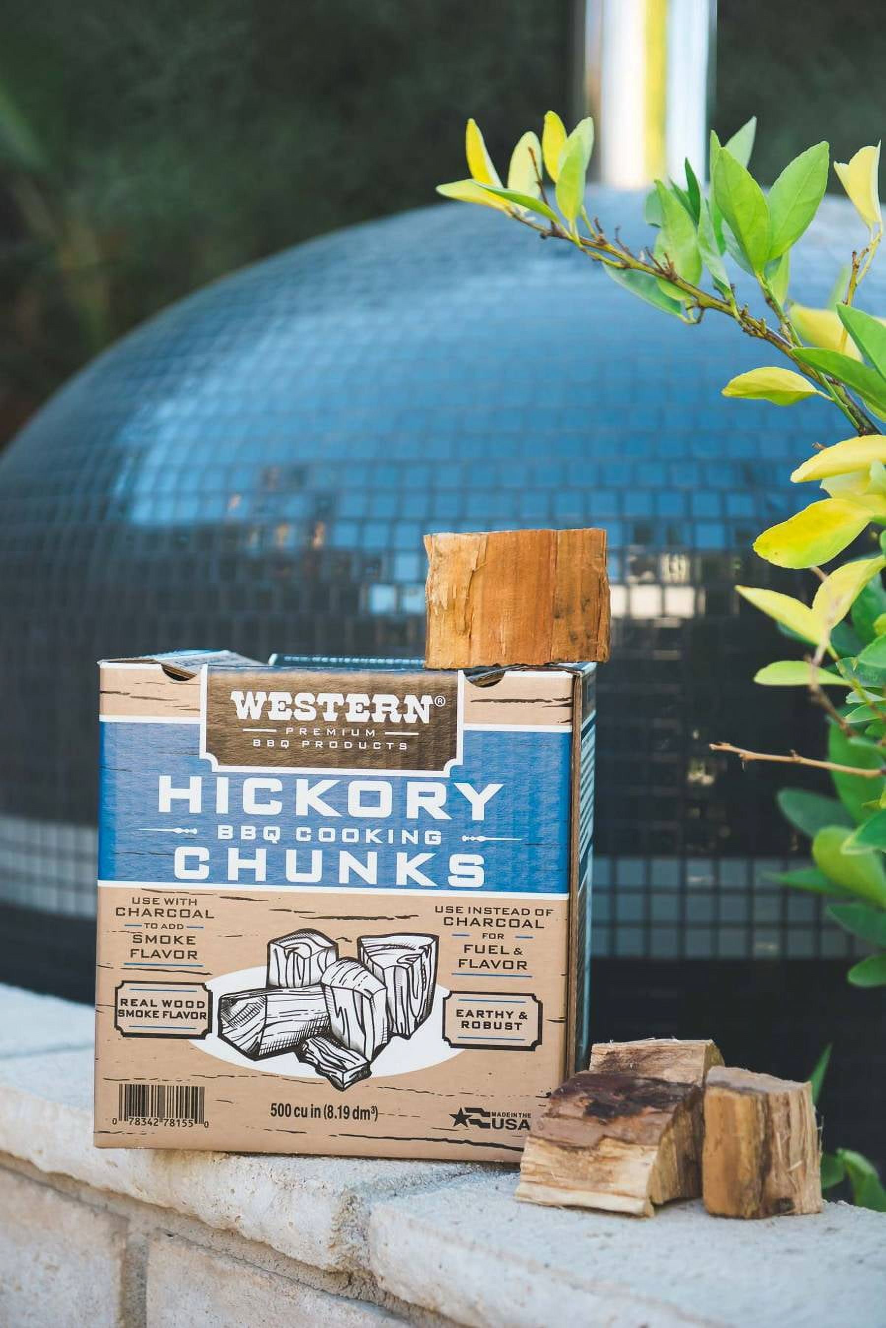 Western Premium BBQ Hickory BBQ Cooking Chunks, 500 Cubic inches