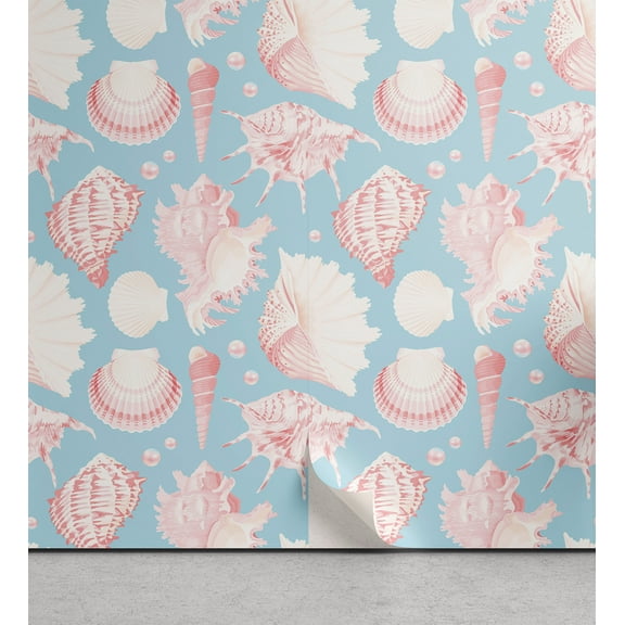 Ambesonne Marine Peel & Stick Wallpaper for Home, Ocean Sea Nautical Maritime, 13"x72", Pale Blue Pale Salmon