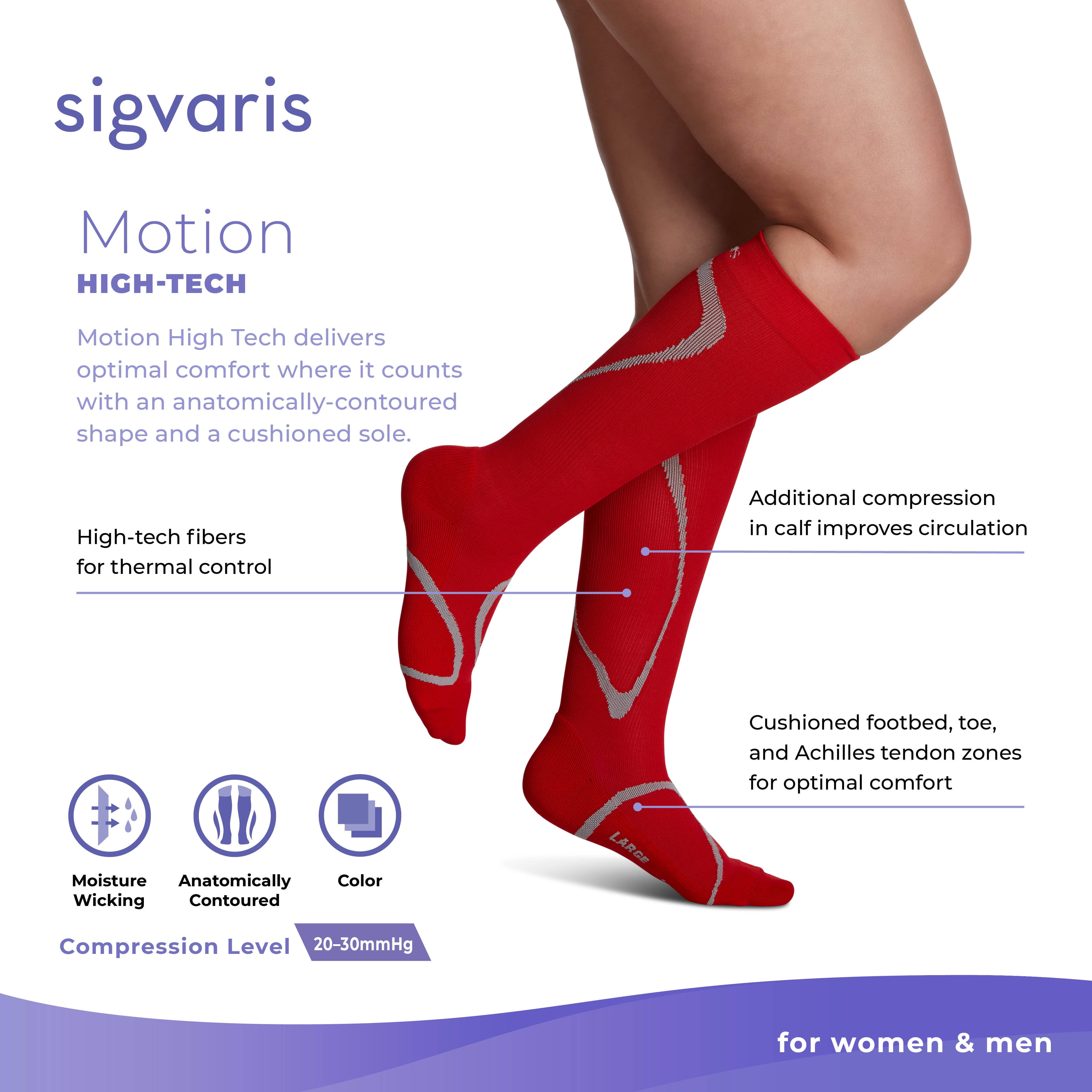 Sigvaris Motion 412 High Tech 20-30 Knee High Compression Socks Lime ML