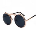 thumbnail image 1 of Jett 3057 Lunettes de Soleil Rétro en Métal steampunk à Clapet Lunettes de Soleil à Clapet pour Hommes et Femmes Monture Ronde à la Mode Lunettes Prince, 1 of 7
