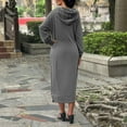 thumbnail image 6 of Wangmeiwg Women's Sweatshirts Women's Knitted Hoodie Dress Long Loose Maxi Skirt with Pocket Autumn Winter Casual Fashion Outerwear Comfortable Warm Grey 4XL, 6 of 6