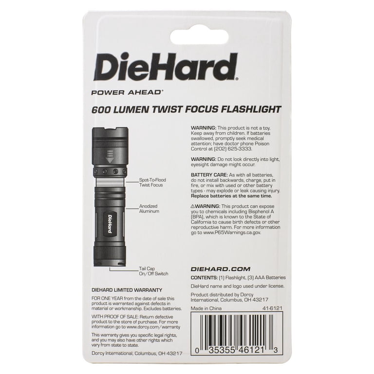 DieHard 41-6121 600-Lumen Twist Focus Flashlight - Walmart.com