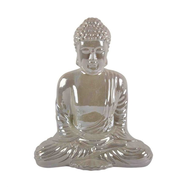 Meditating Ceramic Buddha Figurine, White - Walmart.com - Walmart.com