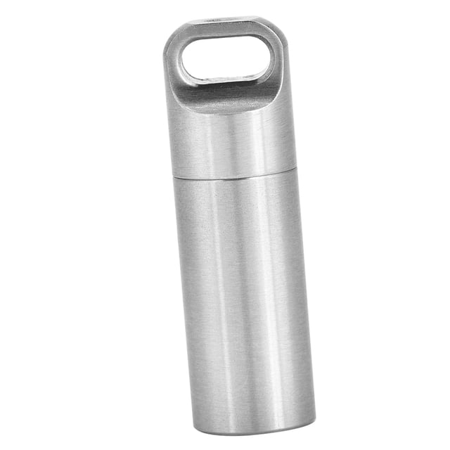 Pill Holders, Pill Holder Box for Keychain,Single Chamber Stainless Steel Waterproof Keychain Pill Case Survival Pill Bottle Box Container