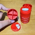 thumbnail image 5 of 3 Compartment Pill Crusher, Cutter and Grinder, Daily Usage, Safely Cut Pills, Vitamins, Tablets, Accurate and Easy Cutting, Stainless Steel Blade, Removable Drinking Cup, Red, BPA Free, 5 of 5