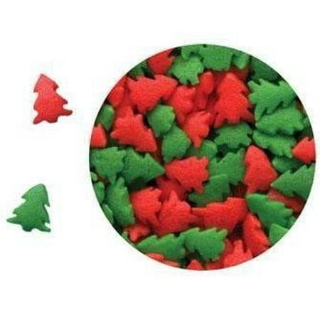 Red And Green Trees Christmas Confetti 6 oz. Sprinkles Edible Cookie Cake Cupcake