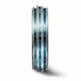 thumbnail image 3 of Edward Mirell Titanium Triple Groove Blue Anodized Ring, 3 of 7