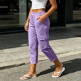 thumbnail image 6 of yillto Capris for Womens Straight Leg Pants with Pockets Fashion Cargo Outfit High Waist Dressy Pant, 6 of 7