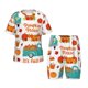 thumbnail image 1 of Fotbe Fall Pumpkins Pijama Estampada de 2 Piezas para Niños – Ropa de Dormir de Manga Corta Cómoda para Niños y Niñas, Camiseta y Shorts de Algodón-XX-Large, 1 of 6