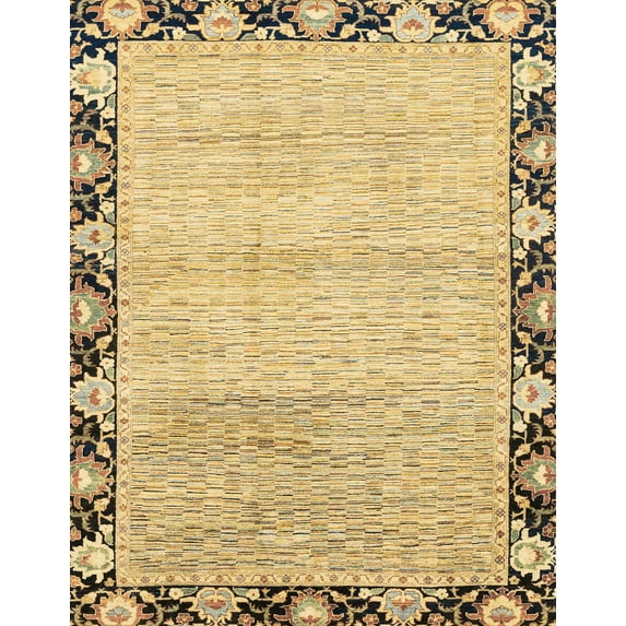 Ahgly Company Indoor Rectangle Abstract Chrome Gold Yellow Abstract Area Rugs, 5' x 8'