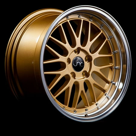 For 18x9 inch (1 Single Wheel Only) JNC Wheels - 18" JNC005 Gold Machined Lip Rim - 5x112 JNC Wheels-24637853510