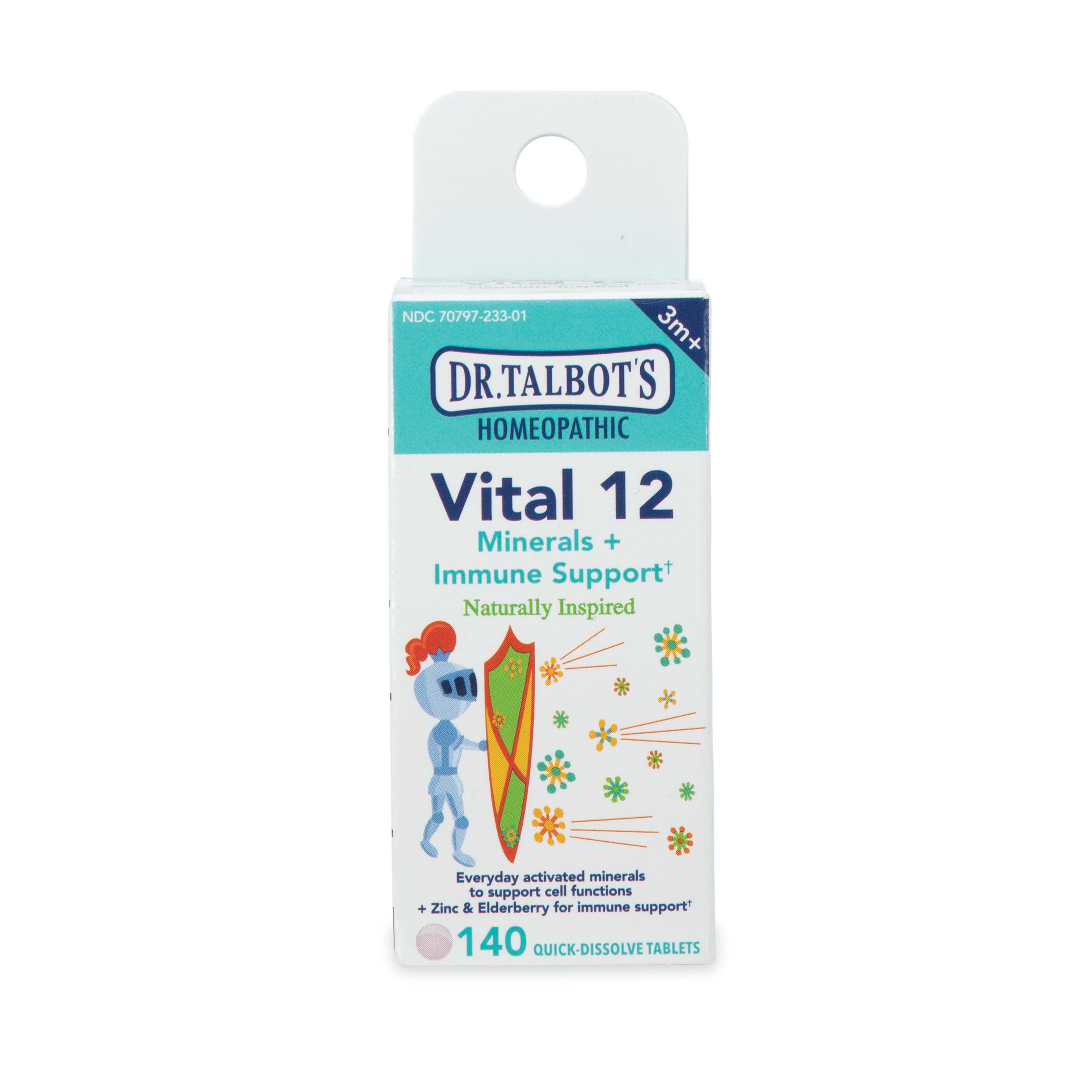 Dr. Talbot's Homeopathic Vital 12, Minerals and Immune Support with Zinc and Elderberry, 140 tablets