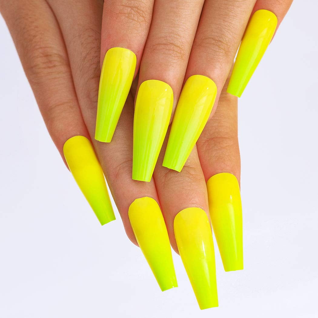 Empirical Beauty Yellow Glossy Acrylic Nails