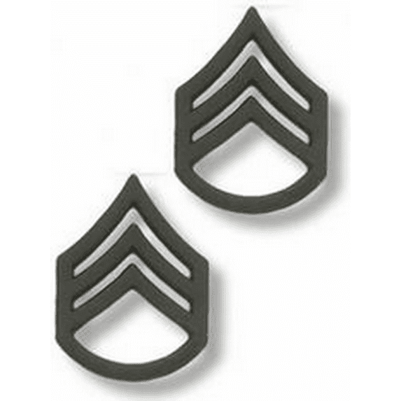 US Army Staff Sergeant Black Metal Collar Rank Insignia