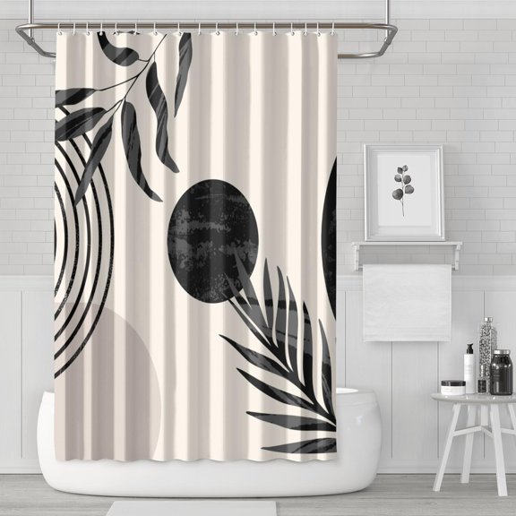 Boho Floral Shower Curtain 72x72 Inches - Tropical Leaves, Vintage Botanical Print, Waterproof Fabric for Chic Bathroom Decor, Modern Farmhouse & Bohemian Style