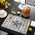 thumbnail image 3 of Texas Star Navy Blue Placemats Set of 8, Farmhouse Vintage Art Wooden Placemats for Dining Table, Place Mats for Kitchen Tabletop, Waterproof Wipeable Dining Table Mats Set, 3 of 9
