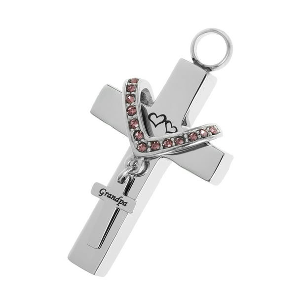 Ataúd con apertura de cristal colgante de doble cruz impermeable de acero inoxidable Sunnimix Colgante conmemorativo para mascotas