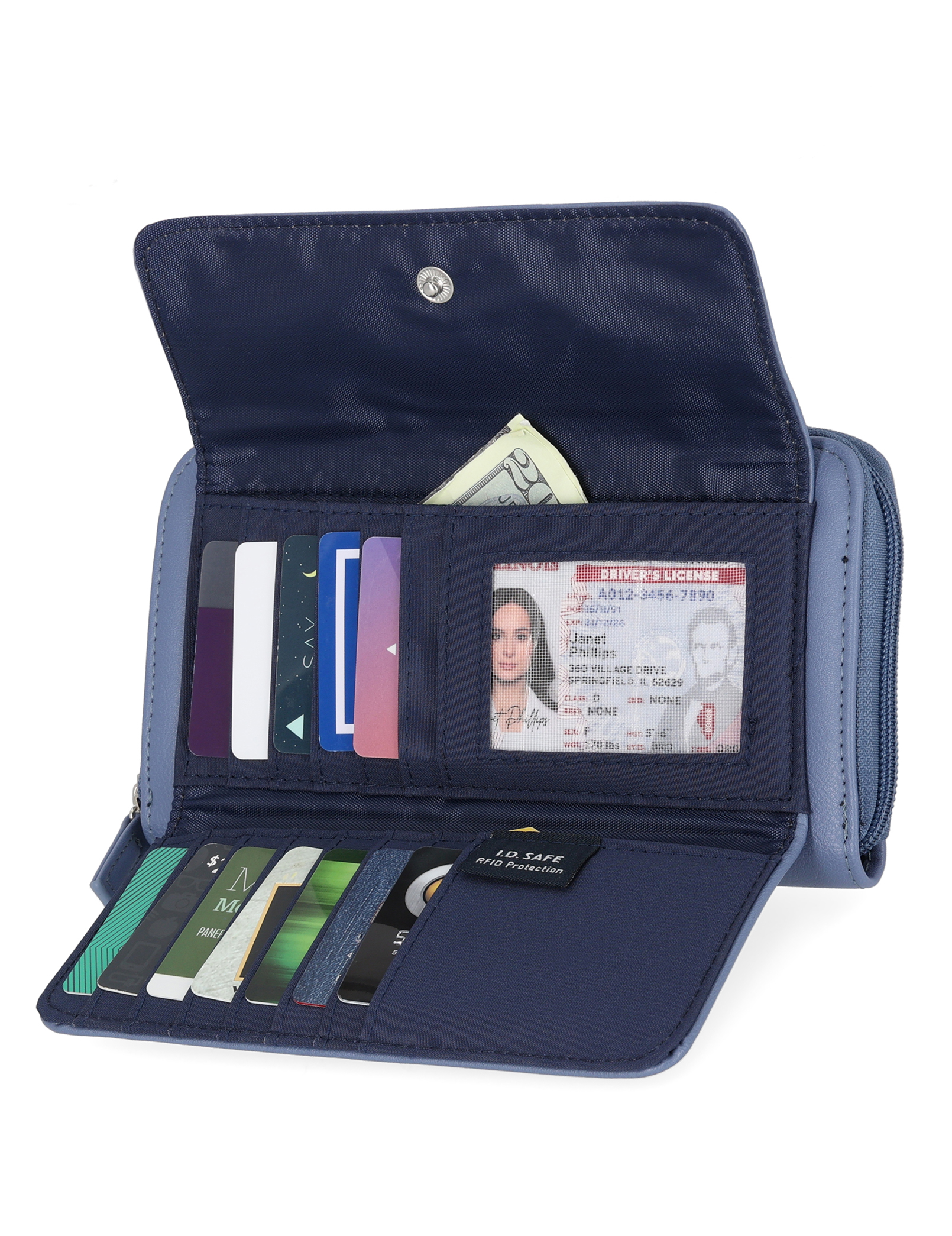 A Nautica Bulk Cargo Womens RFID Wallet Clutch Zip Around Organizer