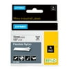 DYMO Rhino Industrial Flexible Nylon Labels, 1/2" x 11.5', Black Print on White Tape