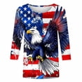 thumbnail image 4 of Xdegoge USA Vintage American Flag Stars Stripes Color Block T Shirt for Women Three Quarter Sleeve Crewneck Casual 4th of July Patriotic Summer Holiday Tees Tops, 4 of 5