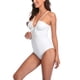 thumbnail image 2 of Traje de baño de una pieza con cuello en V, Color puro, espalda descubierta, correa transpirable, traje de baño para mujer para playa, piscina, Spa y baño, 2 of 6