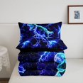 thumbnail image 5 of Manfei Neon T-Rex Animals Queen Comforter Set,Gothic Lightning Comforter Sets Queen,Navy,Black Reversible,3pcs,1 Comforter and 2 Pillowcases, 5 of 7