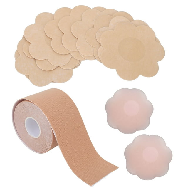 Cinta Para Levantamiento De Senos, Cubiertas Para Pezones De Silicona De Fuerte Adherencia, Finas E Impermeables, Se Adapta A Todas Las Copas Para Viajar Para Mujeres
