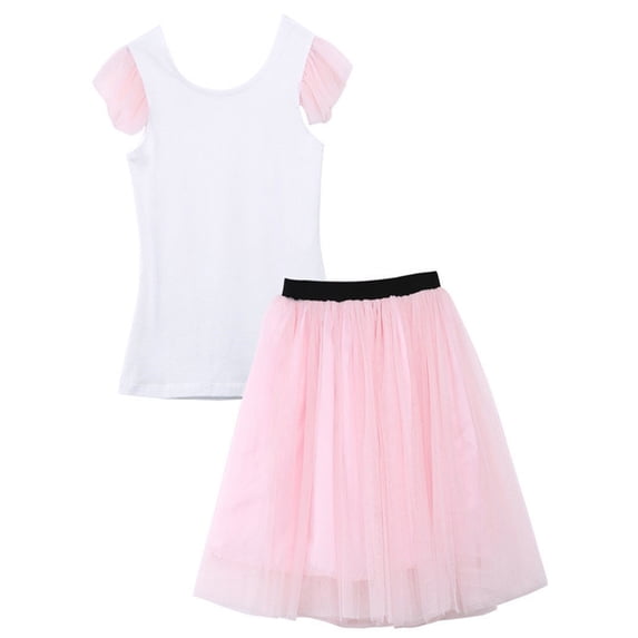 Gureui Mother and Daughter Skirt Casual Two Pieces Suits Sleeveless Lace Trim Top Slim Waist Fashionable Puff Skirt Parent-child Holiday Set