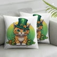 thumbnail image 2 of COMIO  St.Patricks Day Pillow Covers Set of 2,Cat Clover Lucky Decorations Holiday Spring Decorative Pillow Case Decor for Sofa Couch White, 2 of 6
