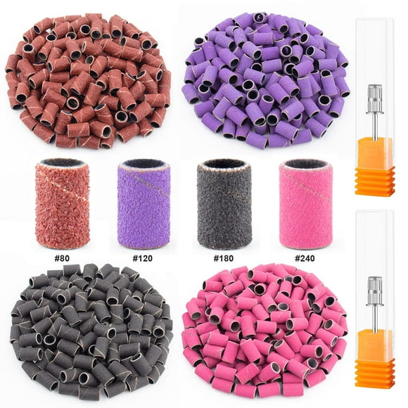 Rolybag Sanding Bands For Nail Drill Nail Sanding Bands Professional Sanding Bit Nails 240 Pieces 4 Color Coarse Fine Grit Efile Sand Set 80#120#180#240# 2 Pieces Nail Drill Bits