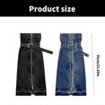 thumbnail image 3 of Punk Washed Jeans Leg Warmers with Buckled Harajuku Denims Side Zippers Leg Covers Loose Flared Long Socks for Women Dark Grey, 3 of 4