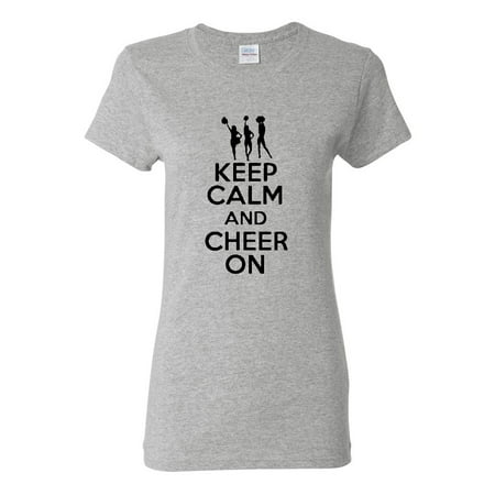 Ladies Keep Calm and Cheer On T-Shirt Tee