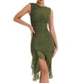 thumbnail image 1 of B91xZ Robe Maxi pour Femmes Plage Floral Tshirt Robe de Soleil Poches Décontractées Boho Robe de Réservoir, Vert S, 1 of 5