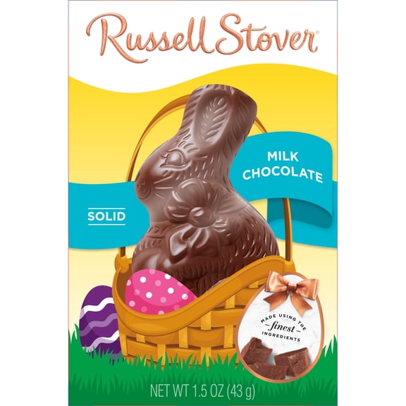 RUSSELL STOVER Easter Bunny Solid Milk Chocolate Candy Rabbit, 1.5 oz.